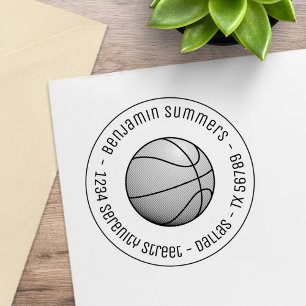 Runde Basketball-Ball-Adresse Gummistempel