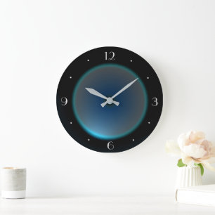 Runde BlackClock mit Blue Aqua Face Wall Uhr