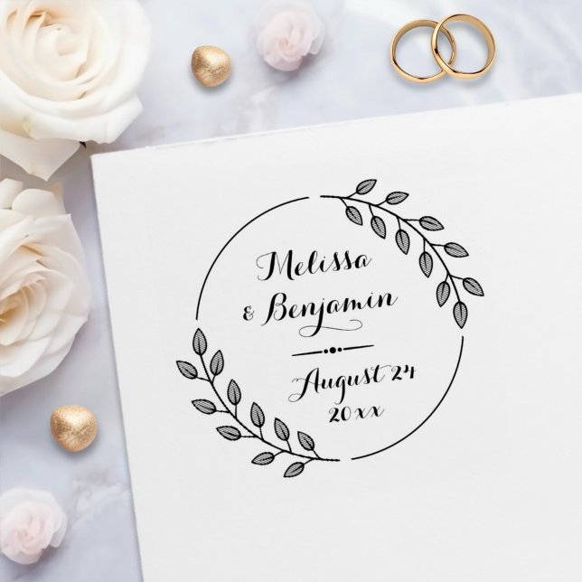 Runde Blätter Kranz Save the Date Hochzeit Permastempel (Von Creator hochgeladen)