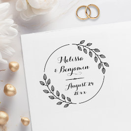 Runde Blätter Kranzhochzeit Sichern Sie das Datum Gummistempel