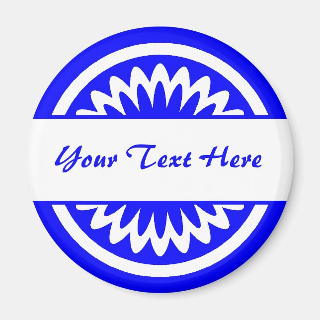 Runde Blume - Blau Magnet (Vorne)