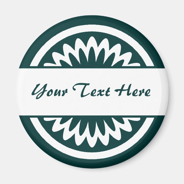 Runde Blume - Dunkelgrün Magnet (Vorne)