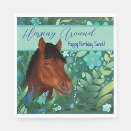 Runde Blume Lover Brown Horse Serviette