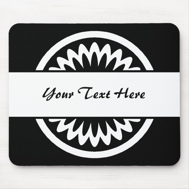 Runde Blume - Schwarz Mousepad (Vorne)