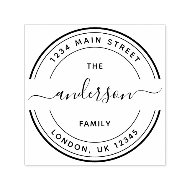 Runde Calligraphie-Script-Rücksendeadresse Permastempel (Design)