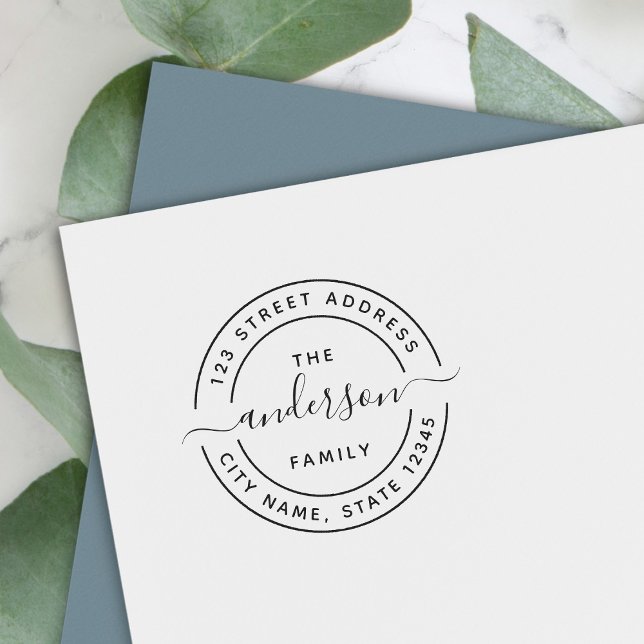 Runde Calligraphie-Script-Rücksendeadresse Permastempel (Von Creator hochgeladen)