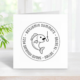 Runde der Fisch- und Fischereibücher Gummistempel