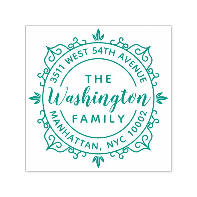 Runde der Rücksendeadresse für Elegante Skriptfami Permastempel (Design)