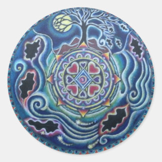 Runde der Saison - Fall Equinox Mandala Runder Aufkleber