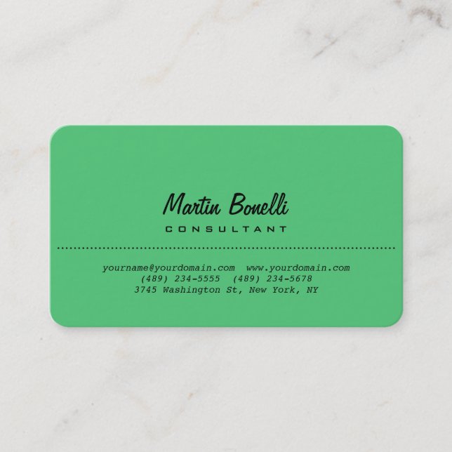 Runde Ecke Emerald Green Schlicht Business Card Visitenkarte (Vorderseite)