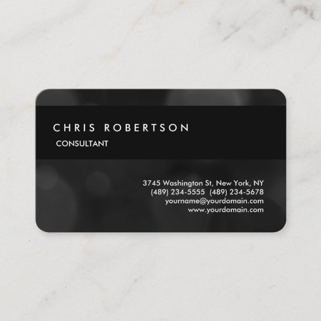 Runde Ecke Grau Schwarz Charming Business Card Visitenkarte (Vorderseite)