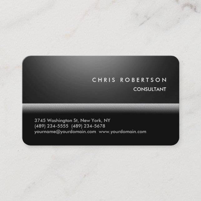 Runde Ecke Gray Black Trendy Business Card Visitenkarte (Vorderseite)