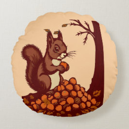 🐿️ Runde Eichhörnchen-Herbstkissen Rundes Kissen