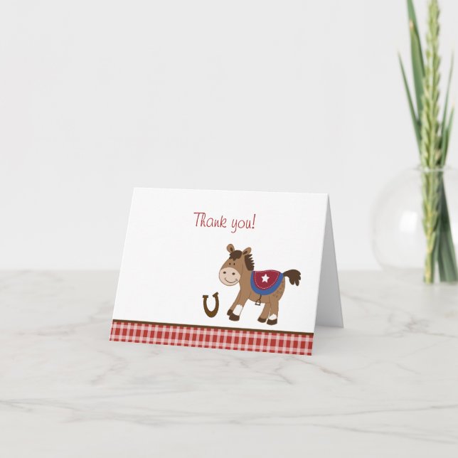 Runde 'Em Up Horse Western geklappt Danke, dass ih Dankeskarte (Vorderseite)