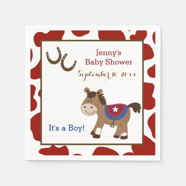 Runde Em Up Western Pferde Napkins Serviette (Vorderseite)