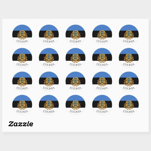 Runde Estland Sticker! Runder Aufkleber (Blatt)