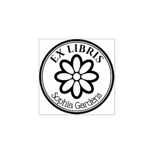 Runde Ex Libris - 6 Blume Gummistempel