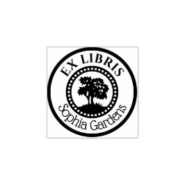 Runde Ex Libris dekorativer Innenkreis mit Baum Gummistempel