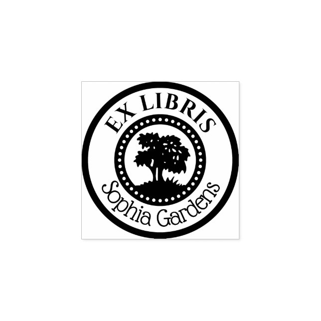 Runde Ex Libris dekorativer Innenkreis mit Baum Gummistempel (Prägung)