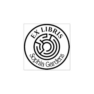 Runde Ex Libris Labyrinth 03 Gummistempel