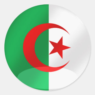 Runde Flagge Algeriens mit Chrom mögen Reflexione Runder Aufkleber