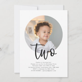 Runde Foto Zwei Geburtstage Einladung