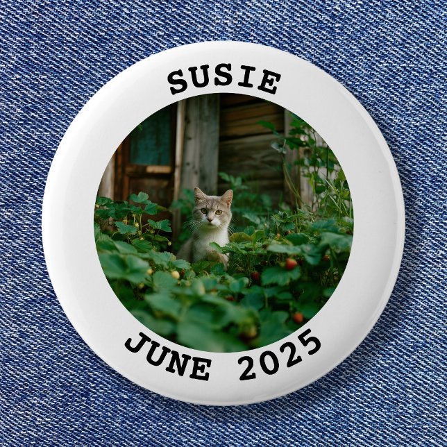 Runde Fotos mit weißem und schwarzem Namen Button (White and Black Name Round Family Photo Button)
