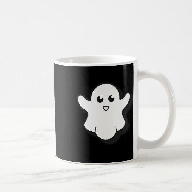 Runde Ghost Niedlich Ghost Halloween Spooky Jahres Kaffeetasse (Rechts)
