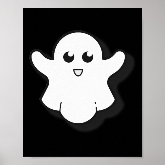 Runde Ghost Niedlich Ghost Halloween Spooky Jahres Poster (Vorne)