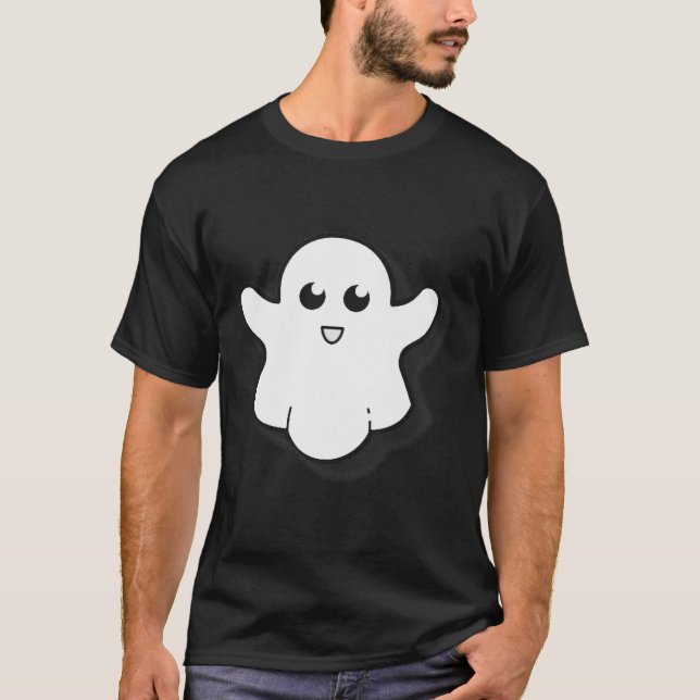 Runde Ghost Niedlich Ghost Halloween Spooky Jahres T-Shirt (Vorderseite)