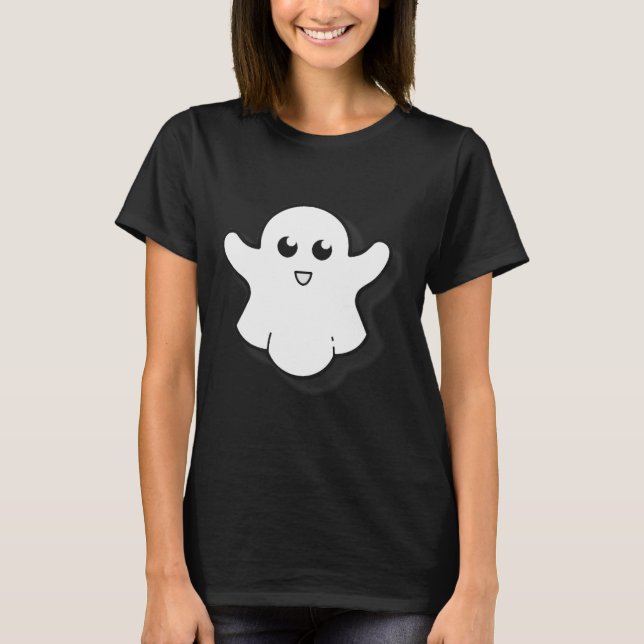 Runde Ghost Niedlich Ghost Halloween Spooky Jahres T-Shirt (Vorderseite)