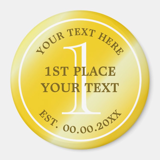 Runde Goldmedaille erster Kühlschrankmagnet Magnet (Vorne)