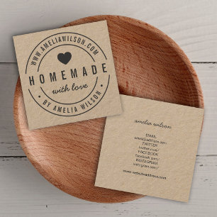 Runde Grenzen Homemade mit Liebe Herz Social Media Quadratische Visitenkarte