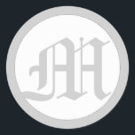 Runde Hochzeitshülle mit Monogramm Runder Aufkleber<br><div class="desc">Runde Hochzeitsverschlüsse mit elegantem Monogramm. Personalisierbar mit dem Namen Initial und benutzerdefinierte Farbe wie grau.</div>