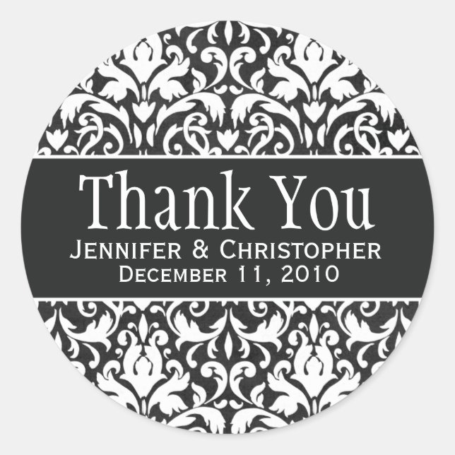 Runde Hochzeitsmarken mit weißem und schwarzem Dam Runder Aufkleber (Vorderseite)