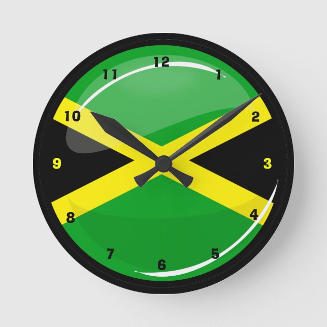 Runde jamaikanische Flagge Wallclock Wanduhr (Vorderseite)