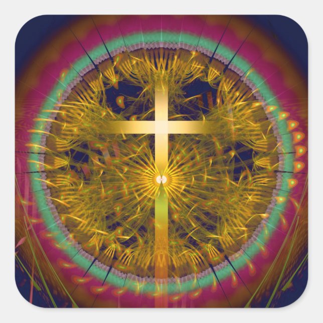 Runde-Komposition über das Fraktal Quadratischer Aufkleber (Vorderseite)