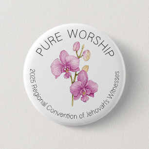 Runde Konventskonferenz 2025 Button mit Orchideen