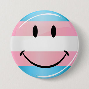 Runde lächelnde Transgender-Flagge Button