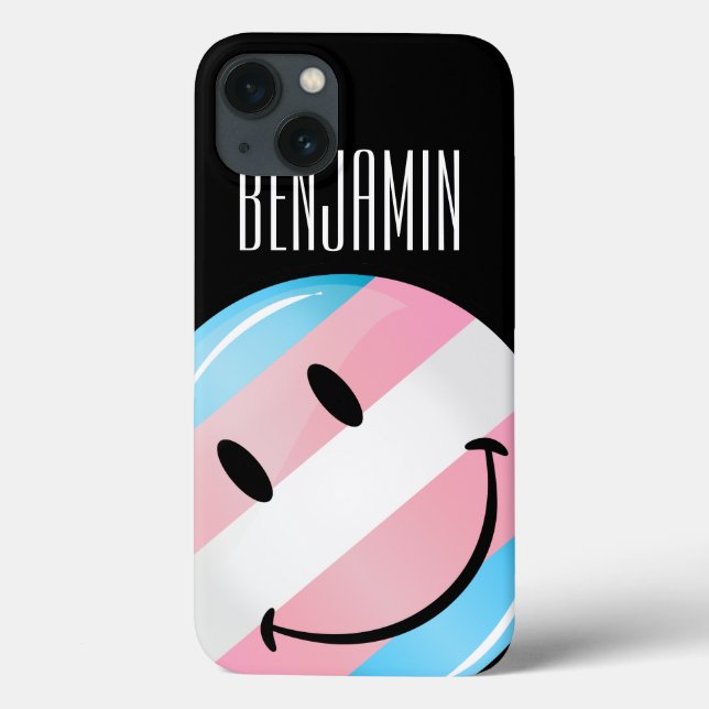 Runde lächelnde Transgender-Flagge Case-Mate iPhone Hülle (Rückseite)