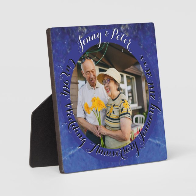 Runde Lapis Lazuli-Rahmen zum 9. Hochzeitstag Fotoplatte (Vorderseite)