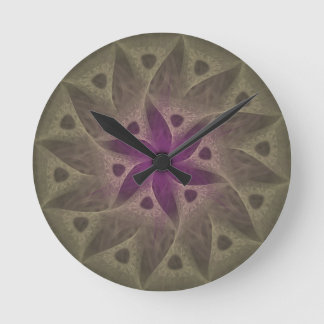 Runde Lila Blume Wall Clock ohne Zahlen Wanduhr