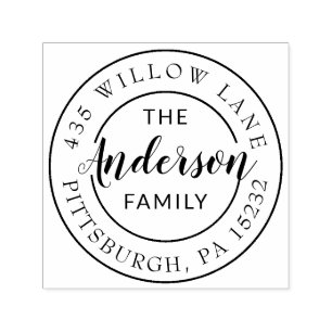 Runde Logofamilie selbstfarbige Briefmarke Permastempel