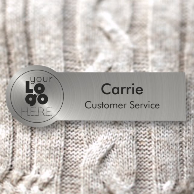 Runde Logomarkierung Radial Metallic Silver Name T Namensschild (Von Creator hochgeladen)