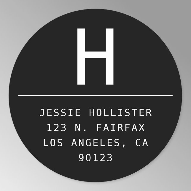 Runde Minimalistische Schwarz-Weiß-Rücksendeadress Runder Aufkleber (Von Creator hochgeladen)