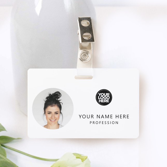 Runde Mitarbeiter-Foto, QR-Code, Logo, Name Ausweis (Von Creator hochgeladen)