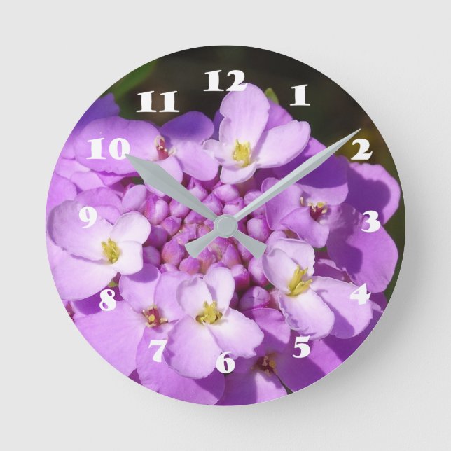 Runde (mittlere) Wand ClockPurple Blüten Runde Wanduhr (Vorderseite)