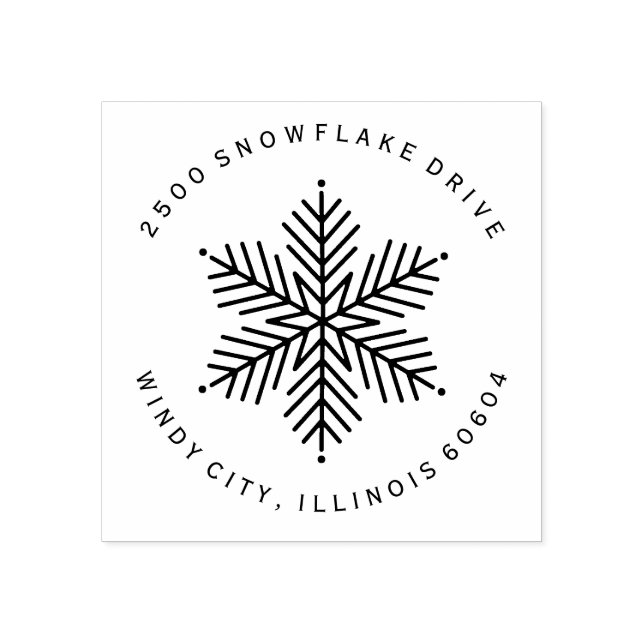 Runde, moderne Winterschneeflockenadresse Gummistempel (Prägung)