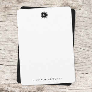 Runde Monogramm Schwarz/Weiß Minimalistisch Modern Mitteilungskarte