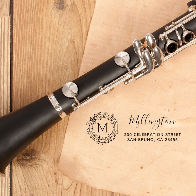 Runde musikalische Bemerkungen Name Skript und Rüc Permastempel (Von Creator hochgeladen)